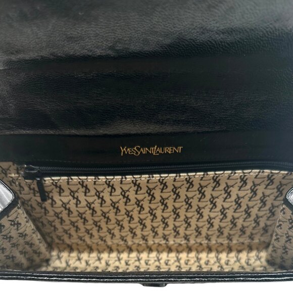 Yves Saint Laurent YSL Vintage Patent Woven Leather Clutch - Picture 4 of 8